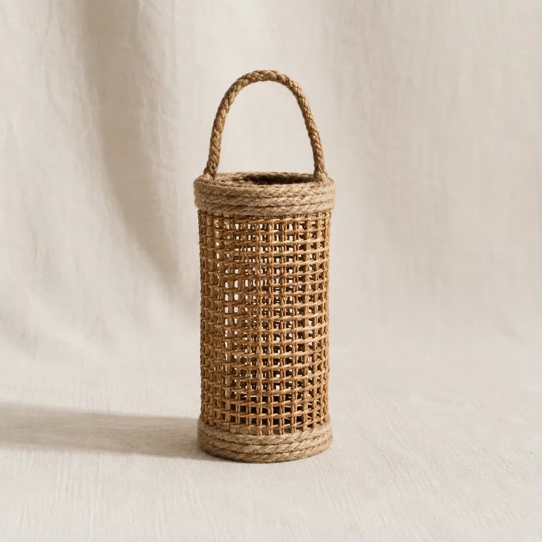 Bottle Basket — Seagrass — Seagrass weave, shown empty on a plain background