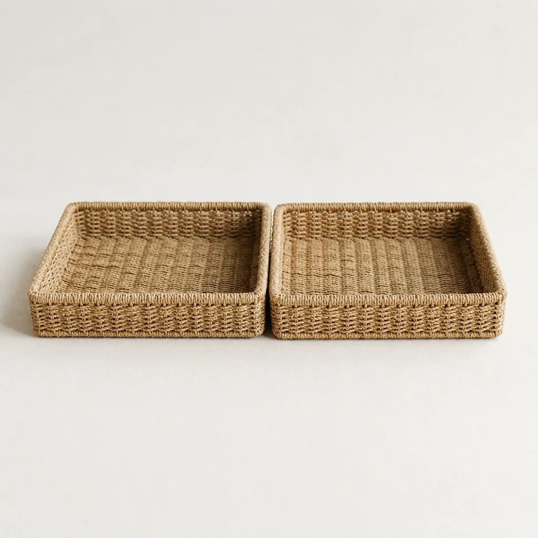 Drawer Divider Set of 2 — Raffia — Raffia weave, shown empty on a plain background