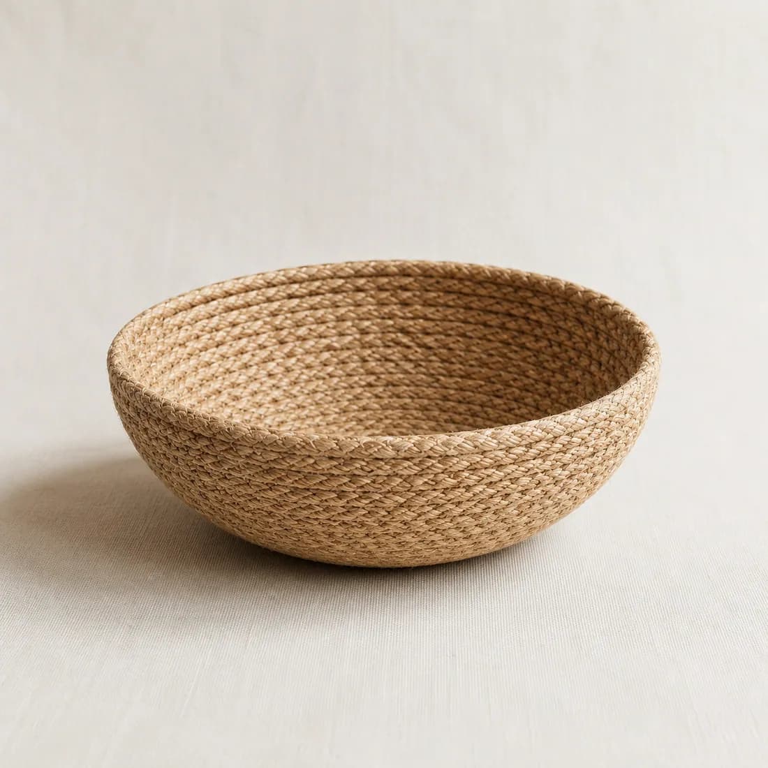 Fruit Bowl Basket Ø28 — Rattan — Rattan weave, shown empty on a plain background