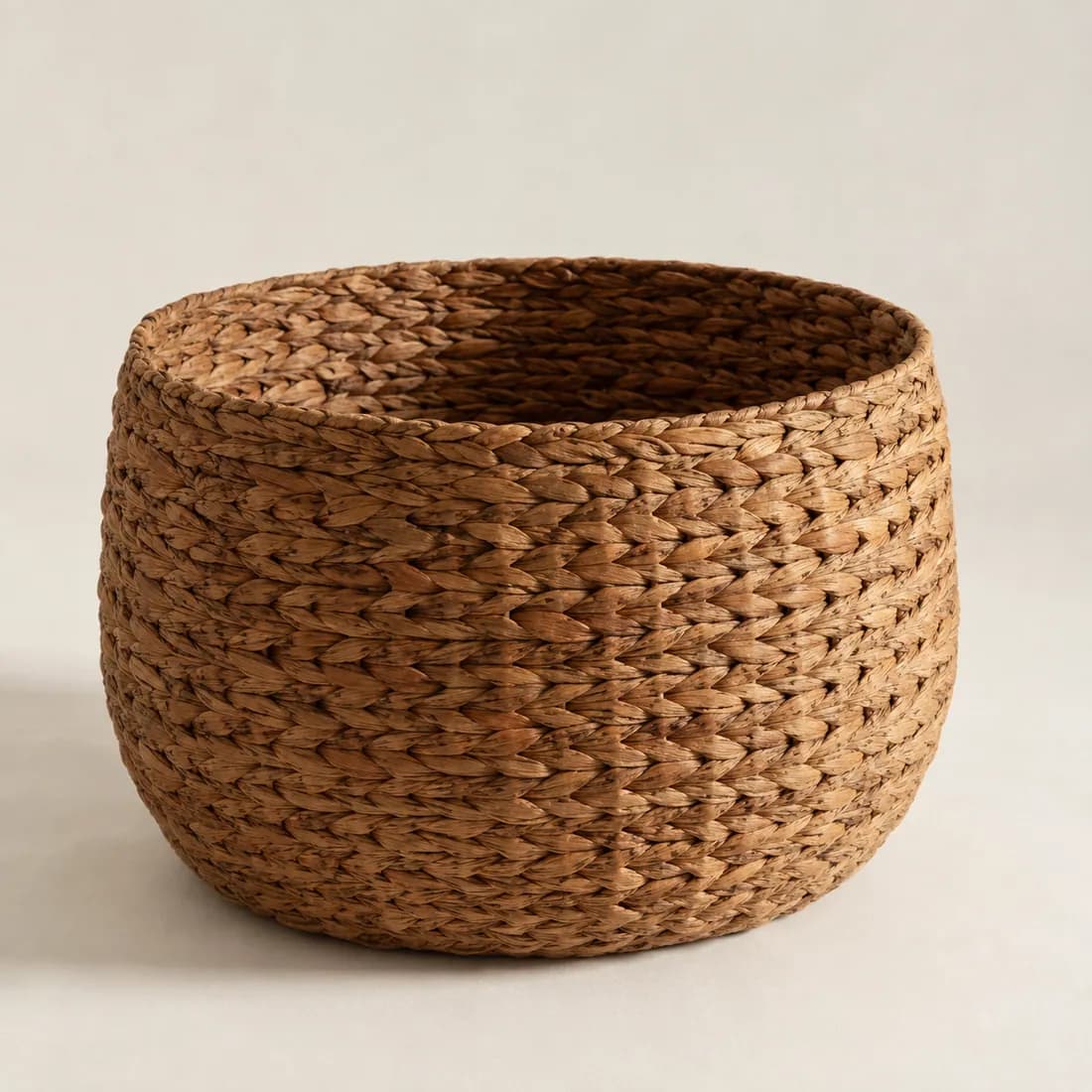 Large Floor Basket Ø50 — Water Hyacinth — Water hyacinth weave, shown empty on a plain background