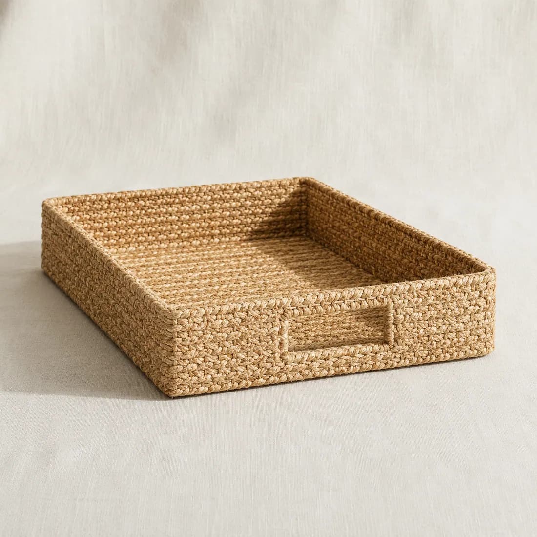 Shelf Basket 35×25 — Jute — Jute weave, shown empty on a plain background