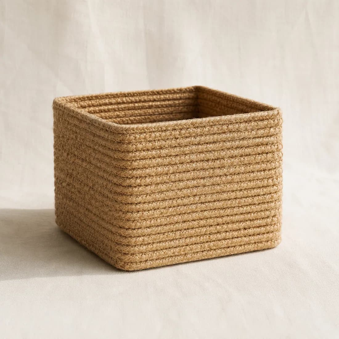 Square Basket 30×30 — Jute — Jute weave, shown empty on a plain background