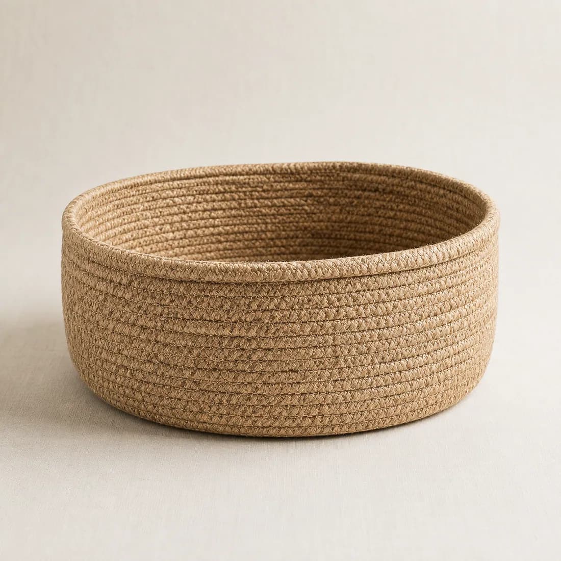 Toy Storage Basket Ø45 — Jute — Jute weave, shown empty on a plain background