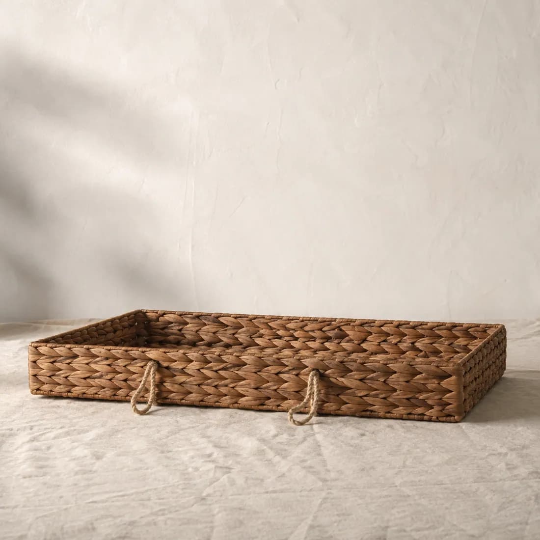 Under-Bed Basket 60×40 — Water Hyacinth — Water hyacinth weave, shown empty on a plain background